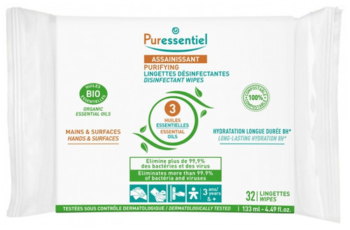 Puressentiel Purifying Disinfecting Wipes With 3 Essential Oils 32 Wipes Puressentiel Purifying Disinfecting Wipes With 3 Essential Oils 32 Wipes