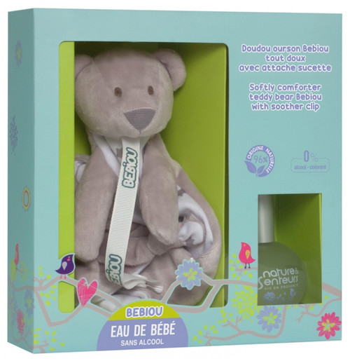 Nature & Senteurs Softly Comforter Teddy Bear Bebiou with Soother Clip + Alcohol-Free Baby Fragranced Water 50ml Nature & Senteurs Softly Comforter Teddy Bear Bebiou with Soother Clip + Alcohol-Free Baby Fragranced Water 50ml