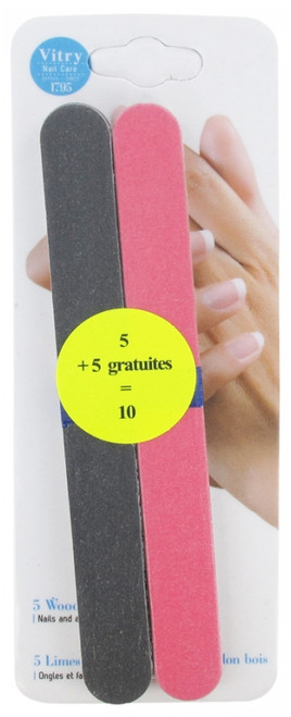 Vitry 10 Wooden Nail Files 18 cm - Colour: Black and Red Vitry 10 Wooden Nail Files 18 cm - Colour: Black and Red