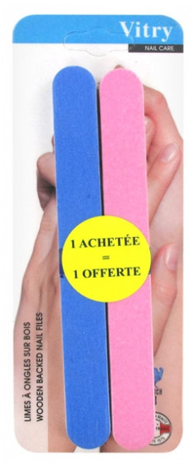 Vitry 10 Wooden Nail Files 18 cm - Colour: Blue and Pink Vitry 10 Wooden Nail Files 18 cm - Colour: Blue and Pink