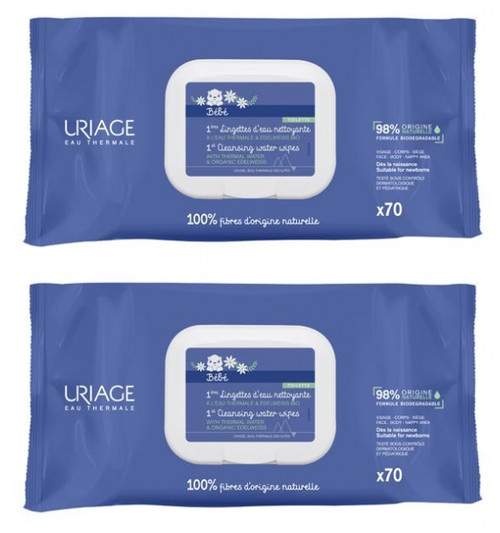 Uriage Baby 1st Cleansing Wipes 2 x 70 Wipes Uriage Baby 1st Cleansing Wipes 2 x 70 Wipes