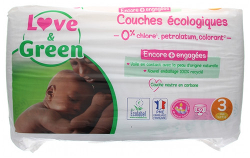 Love & Green Hypoallergenic Nappies 52 Nappies Size 3 (4-9kg) Love & Green Hypoallergenic Nappies 52 Nappies Size 3 (4-9kg)