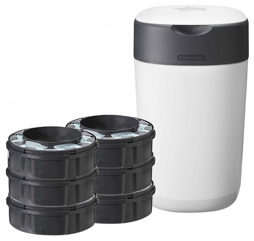 Tommee Tippee Twist & Click Nappy Bin + 6 Refills Tommee Tippee Twist & Click Nappy Bin + 6 Refills