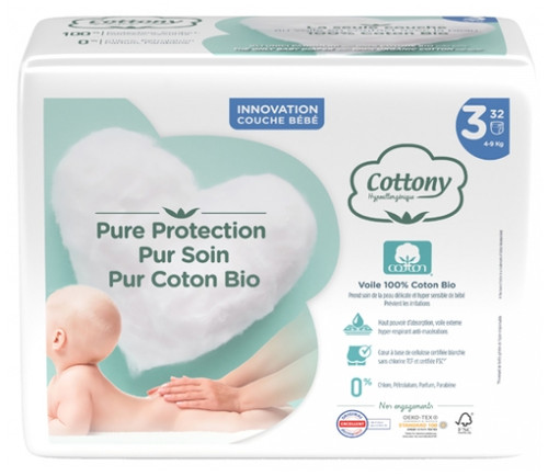 Cottony Nappies with Organic Cotton 32 Nappies Size 3 (4-9kg) Cottony Nappies with Organic Cotton 32 Nappies Size 3 (4-9kg)