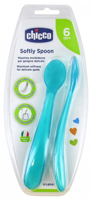 Chicco Softy Spoon 2 Softly Spoons 6 Months and + - Colour: Blue
