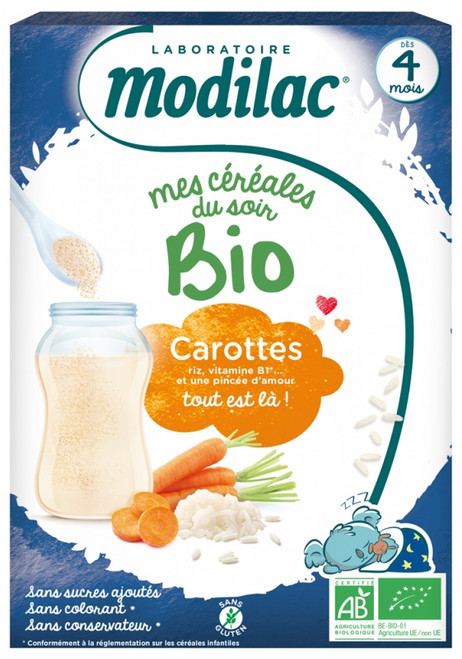 Modilac My Organic Evening Cereals From 4 Months Carrots 250 g Modilac My Organic Evening Cereals From 4 Months Carrots 250 g