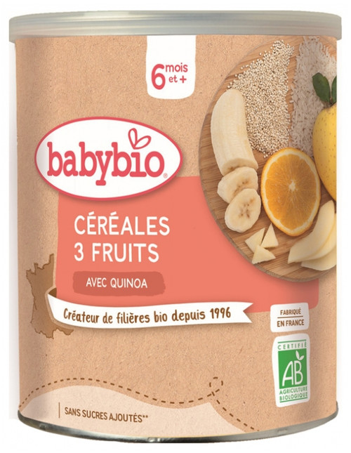 Babybio Cereals 3 Fruits with Quinoa 6 Months and + Organic 220g