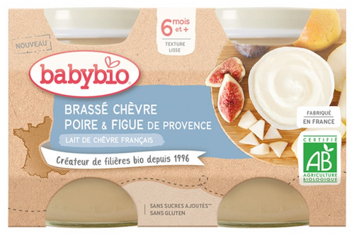 Babybio Brewed Goat Milk Pear Fig 6 Months and + Organic 2 Pots of 130g Babybio Brewed Goat Milk Pear Fig 6 Months and + Organic 2 Pots of 130g