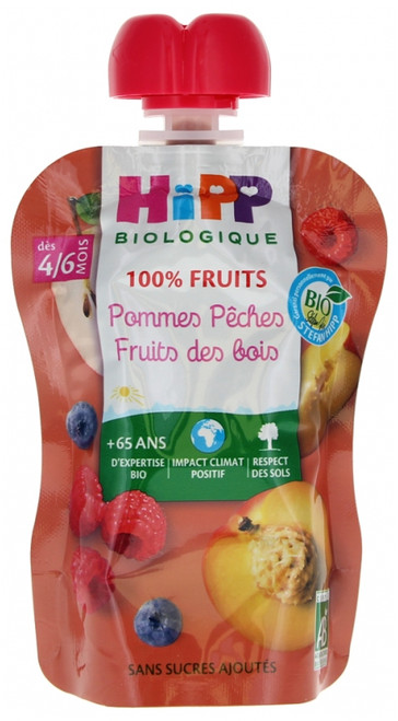 HiPP 100% Fruits Apples Peaches Forest Fruit Gourd from 4/6 Months Organic 90g HiPP 100% Fruits Apples Peaches Forest Fruit Gourd from 4/6 Months Organic 90g