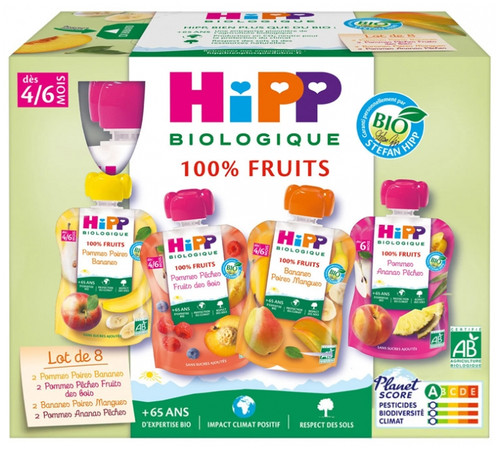 HiPP 100% Fruits from 4/6 Months Organic 8 Gourds HiPP 100% Fruits from 4/6 Months Organic 8 Gourds