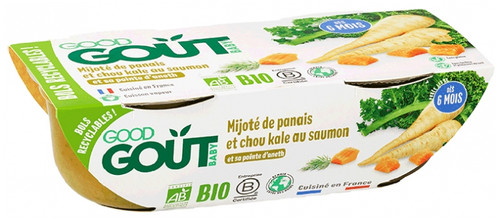 Good Goût Stewed Parsnips and Kale Cabbage with Salmon 6 Months Organic 2 Jars