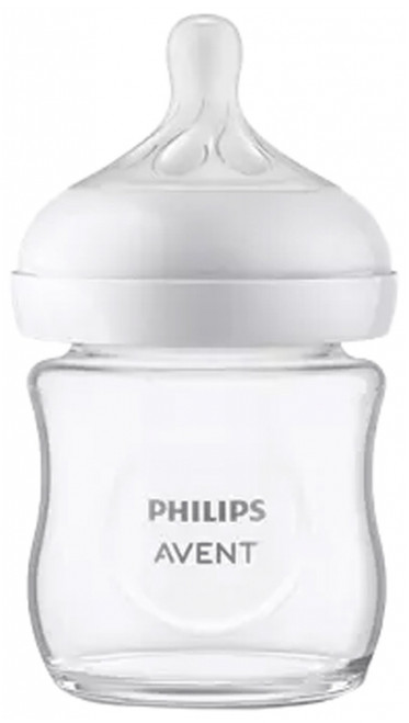 Avent Natural Response Glass Baby Bottle 120ml 0 Months and + Avent Natural Response Glass Baby Bottle 120ml 0 Months and +