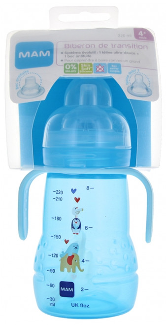 MAM Transition Bottle 220ml 4 Months and + - Colour: Blue MAM Transition Bottle 220ml 4 Months and + - Colour: Blue