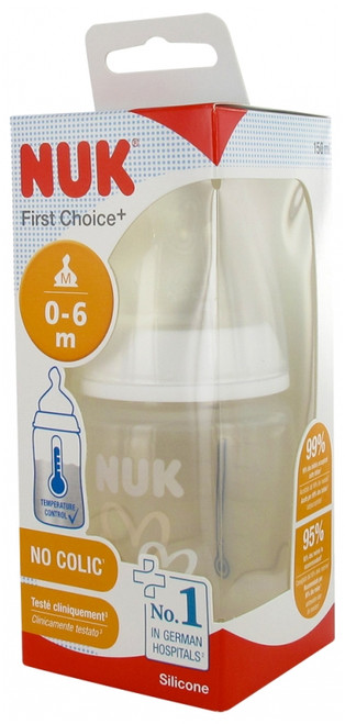 NUK First Choice+ Baby Bottle Temperature Control 150ml 0-6 Months NUK First Choice+ Baby Bottle Temperature Control 150ml 0-6 Months
