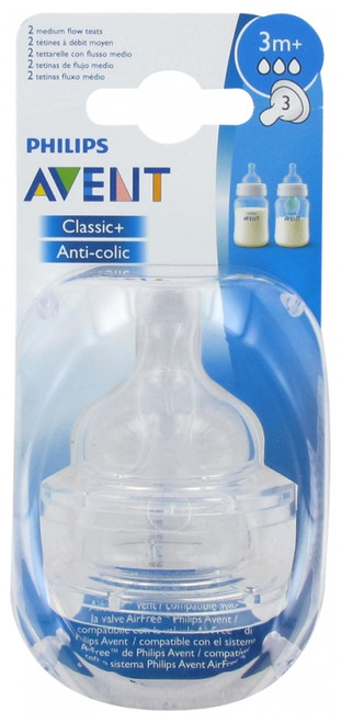 Avent 2 Teats 3 Holes Medium Flow 3 Months and +