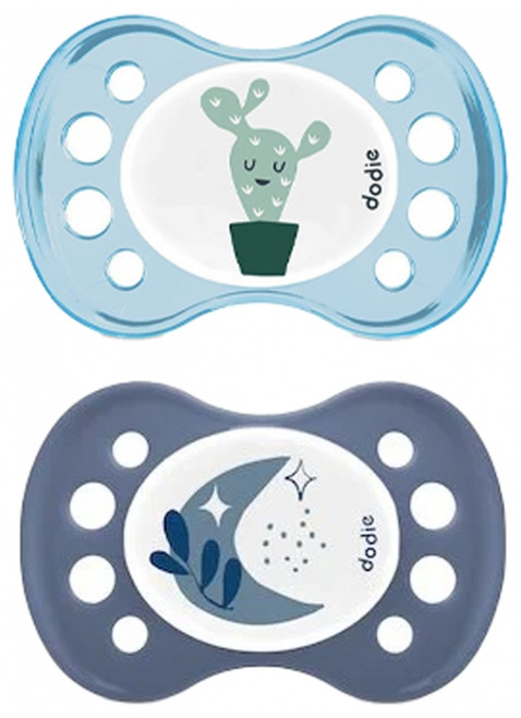 Dodie 2 Anatomical Soothers Day Night 0-6 Months - Model: Cactus/Moon Dodie 2 Anatomical Soothers Day Night 0-6 Months - Model: Cactus/Moon