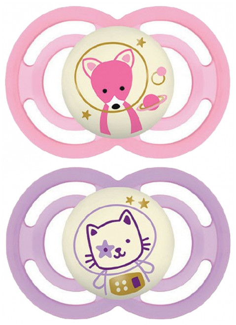 MAM 2 Soothers Perfect Night Silicone 18 Months and + - Model: Fox/Cat