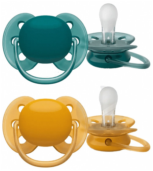 Avent Ultra Soft 2 Silicone Orthodontic Soothers 6-18 Months - Colour: Blue/Orange Avent Ultra Soft 2 Silicone Orthodontic Soothers 6-18 Months - Colour: Blue/Orange