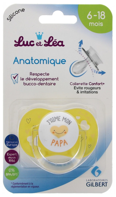 Luc et Léa Anatomical Silicon Soother with Ring 6-18 Months - Model: J'aime Mon Papa Luc et Léa Anatomical Silicon Soother with Ring 6-18 Months - Model: J'aime Mon Papa
