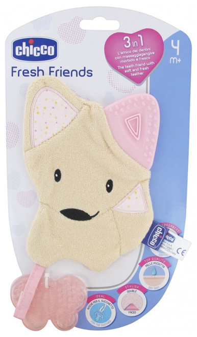 Chicco Fresh Friends Teething Cuddly Toy 3in1 4 Months and + - Colour: Pink Chicco Fresh Friends Teething Cuddly Toy 3in1 4 Months and + - Colour: Pink
