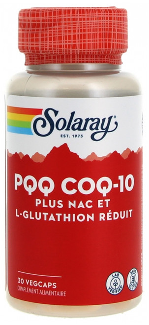Solaray PQQ COQ-10 + NAC and L-Glutathione Reduced 30 Vegetable Capsules Solaray PQQ COQ-10 + NAC and L-Glutathione Reduced 30 Vegetable Capsules