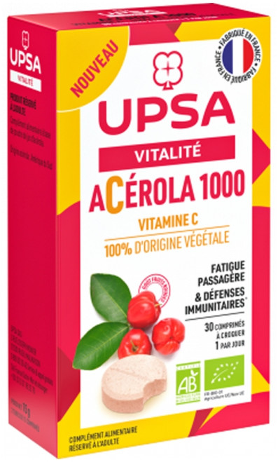 UPSA Vitality Acerola 1000 Organic 30 Tablets to Crunch UPSA Vitality Acerola 1000 Organic 30 Tablets to Crunch