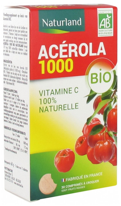 Naturland Organic Acerola 1000 30 Tablets to Crunch Naturland Organic Acerola 1000 30 Tablets to Crunch