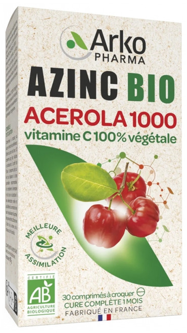 Arkopharma Azinc Acerola 1000 Organic 30 Chewable Tablets Arkopharma Azinc Acerola 1000 Organic 30 Chewable Tablets