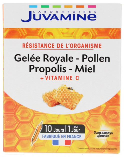 Juvamine Royal Jelly Pollen Propolis Honey + Vitamin C 10 Vials Juvamine Royal Jelly Pollen Propolis Honey + Vitamin C 10 Vials