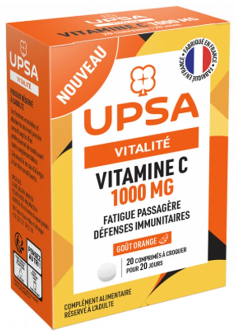 UPSA Vitality Vitamin C 1000mg 20 Tablets to Crunch UPSA Vitality Vitamin C 1000mg 20 Tablets to Crunch