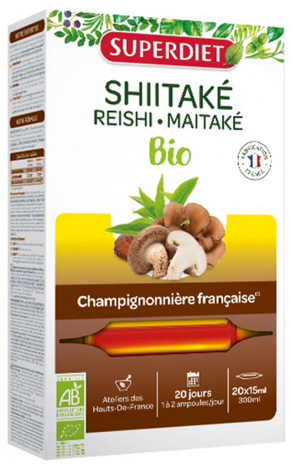 Superdiet Organic Shiitaké Reishi Maitaké 20 Phials