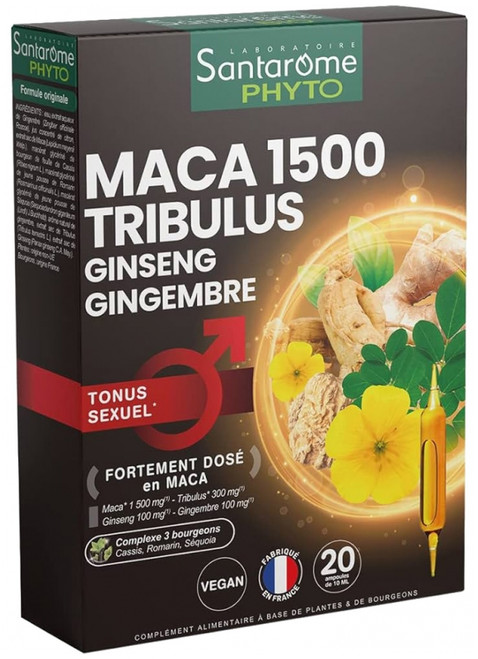 Santarome Phyto Maca 1500 Tribulus Ginseng Ginger 20 Phials Santarome Phyto Maca 1500 Tribulus Ginseng Ginger 20 Phials