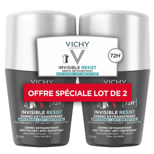 Vichy Homme Invisible Resist 72H Deodorant Dermo-Detranspirant Roll-On Set of 2 x 50 ml Vichy Homme Invisible Resist 72H Deodorant Dermo-Detranspirant Roll-On Set of 2 x 50 ml