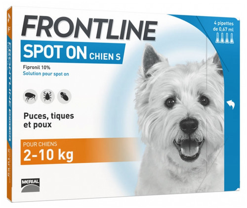 Frontline Spot-On Dog Size S (2-10kg) 4 Pipettes Frontline Spot-On Dog Size S (2-10kg) 4 Pipettes