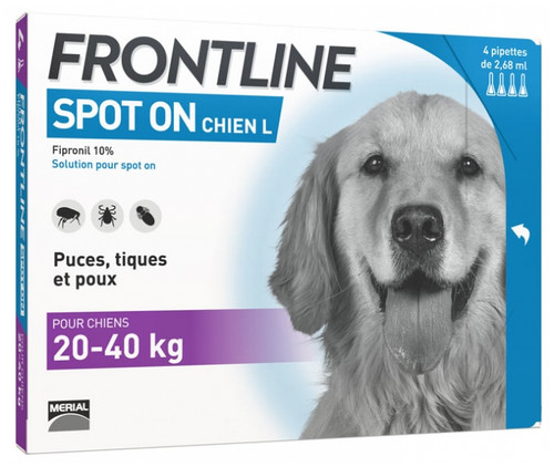 Frontline Spot-On Dog Size L (20-40kg) 4 Pipettes Frontline Spot-On Dog Size L (20-40kg) 4 Pipettes