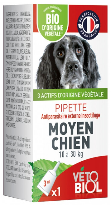 Vétobiol Pipette Medium Dog 10 to 30kg 1 Pipette Vétobiol Pipette Medium Dog 10 to 30kg 1 Pipette