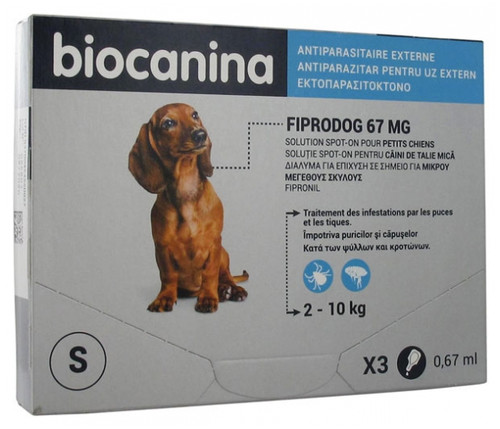 Biocanina Fiprodog 67mg Solution Spot-On Small Dogs 3 Pipettes of 0,67ml Biocanina Fiprodog 67mg Solution Spot-On Small Dogs 3 Pipettes of 0,67ml