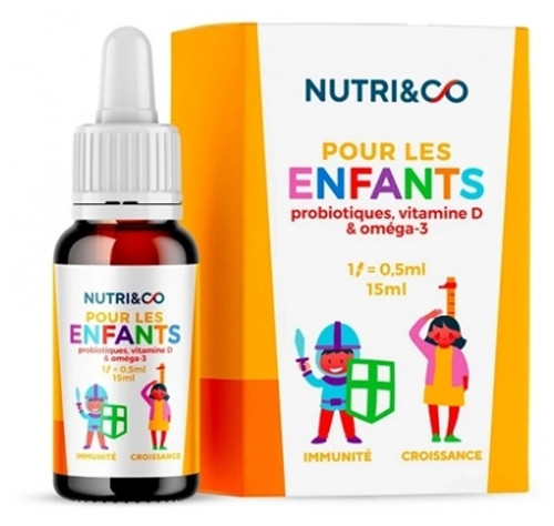 Nutri&Co Pour les Enfants Probiotiques Vitamin D and Omega 3 15 ml Nutri&Co Pour les Enfants Probiotiques Vitamin D and Omega 3 15 ml