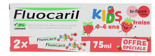 Fluocaril Kids Toothpaste Bi-Fluoré 0-6 Ans Lot de 2 x 75 ml Fluocaril Kids Toothpaste Bi-Fluoré 0-6 Ans Lot de 2 x 75 ml