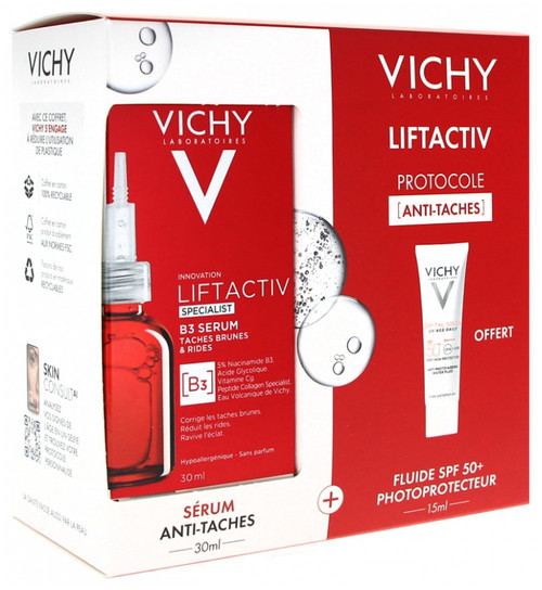 Vichy LiftActiv Specialist B3 Dark-Spot & Wrinkles Serum 30 ml + UV-Age Daily Fluide SPF50+ 15 ml Free Vichy LiftActiv Specialist B3 Dark-Spot & Wrinkles Serum 30 ml + UV-Age Daily Fluide SPF50+ 15 ml Free