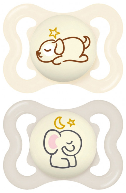 MAM 2 Soothers Supreme Night 2-6 Months - Model: Dog and Elephant MAM 2 Soothers Supreme Night 2-6 Months - Model: Dog and Elephant