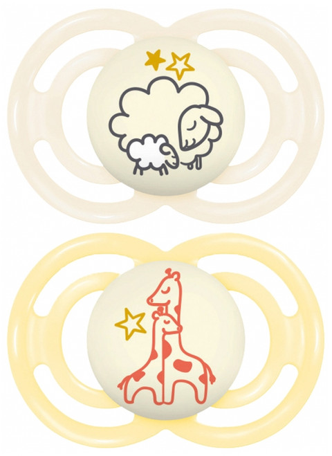MAM 2 Soothers Perfect Night 6 Months and Over - Model: Sheep and Giraffes MAM 2 Soothers Perfect Night 6 Months and Over - Model: Sheep and Giraffes