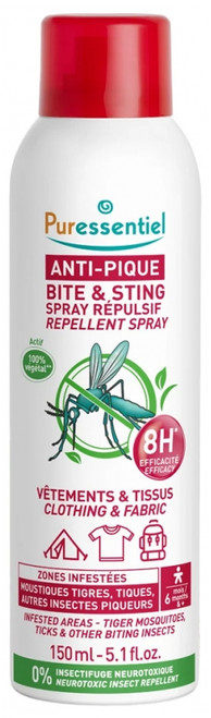 Puressentiel Bite & Sting Repellent Spray Clothing & Fabric 150 ml Puressentiel Bite & Sting Repellent Spray Clothing & Fabric 150 ml