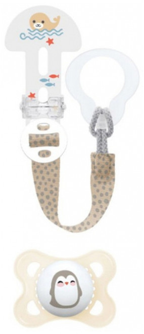 MAM Original Nature Soother 2-6 Months With Pacifier Clip - Colour: White