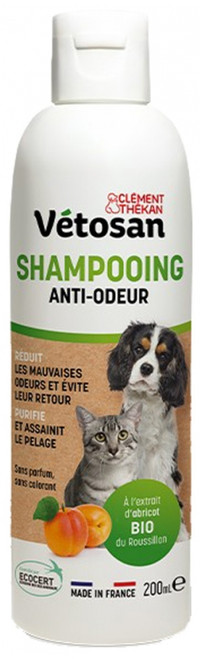 Clément Thékan Vétosan Shampoing Anti Odeurs Chiens et Chats Bio 200 ml Clément Thékan Vétosan Shampoing Anti Odeurs Chiens et Chats Bio 200 ml