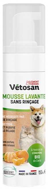 Clément Thékan Vétosan Mousse Lavante Sans Rince Chiens et Chats 150 ml Clément Thékan Vétosan Mousse Lavante Sans Rince Chiens et Chats 150 ml