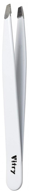 Vitry Professional Tweezers Slant Ends Coloured Stainless Steel 9cm - Colour: White