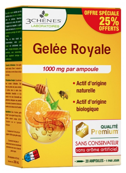 Les 3 Chênes Royal Jelly 1000 mg 20 Ampoules Special Offer
