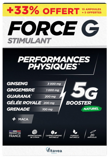 Vitavea Force G Stimulant Performances Physiques 15 Ampoules + 5 Free Vitavea Force G Stimulant Performances Physiques 15 Ampoules + 5 Free