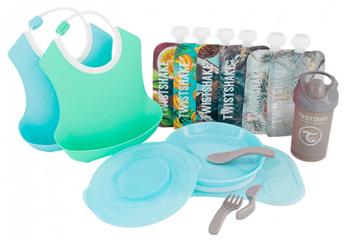 Twistshake Les Essentiels Gift Set Meal Kit 6 Months and Up - Colour: Pastel Blue / Pastel Green / Pastel Grey Twistshake Les Essentiels Gift Set Meal Kit 6 Months and Up - Colour: Pastel Blue / Pastel Green / Pastel Grey